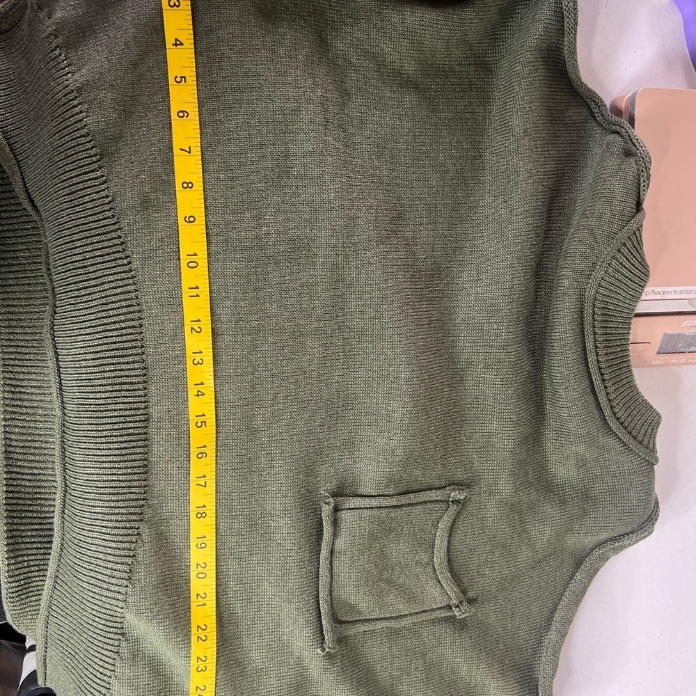 POL Eternal Bliss Women’s Oversized Green Sweater large Puff Sleeve Cropped - Picture 9 of 10